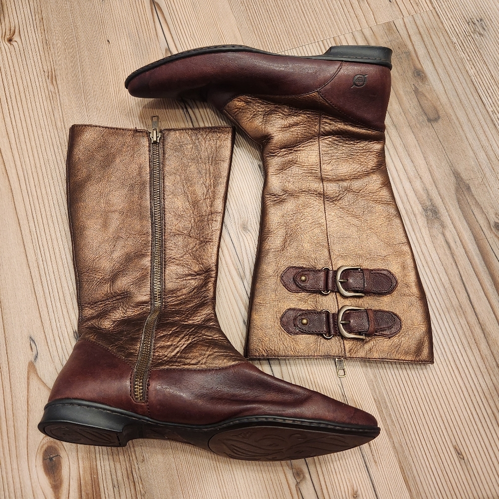Born Leather Knee High Rider Zip Up Boot - Picture 2 of 16